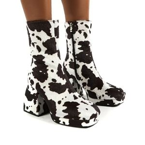 Cow Print Booties Public Desire